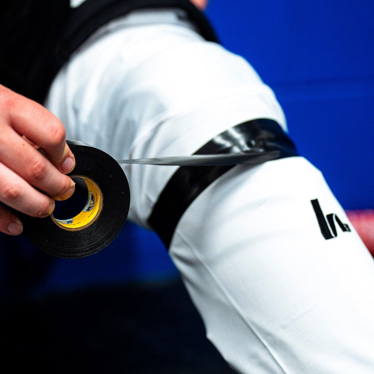 Black Shin Pad Tape on White Sock 