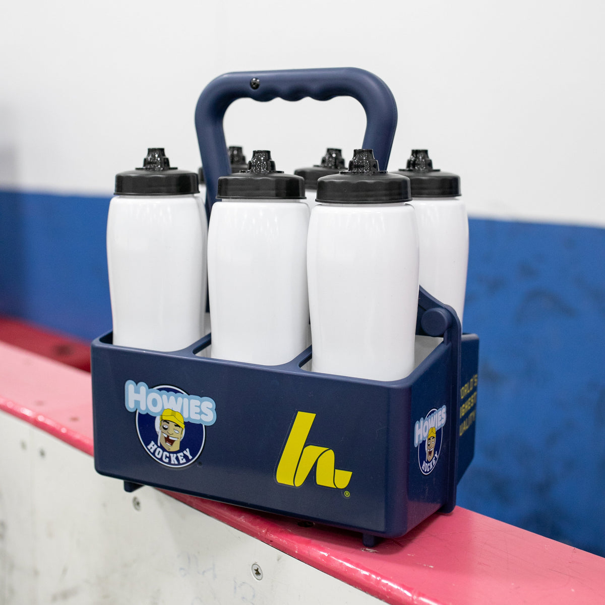 Howies Pro Jet Water Bottles & Carrier Combo - White Bottle Short Straw Water Bottle Combo Pack Howies Hockey Tape