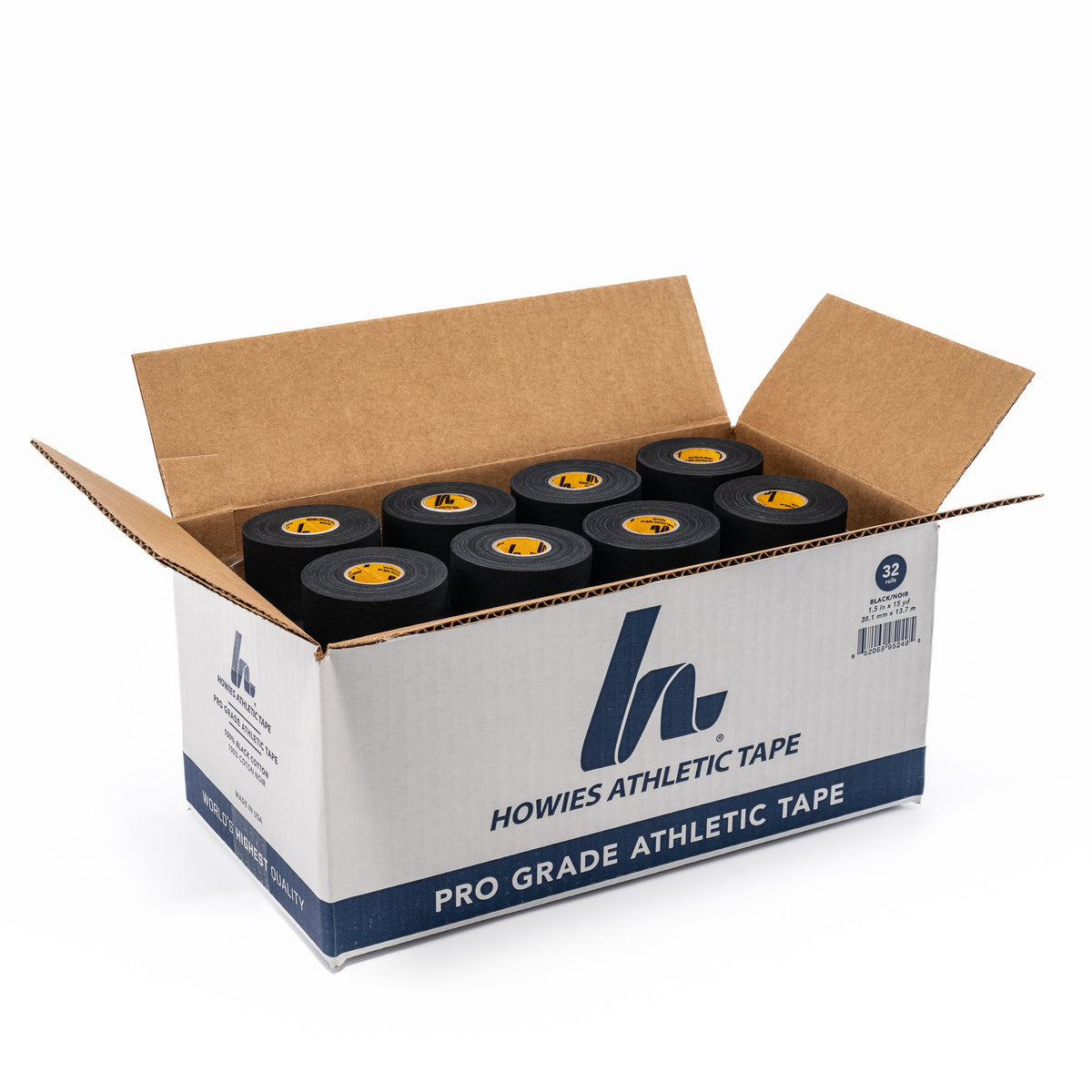 Black 1.5" x 15yd Athletic Tape Howies Athletic Tape 12pk