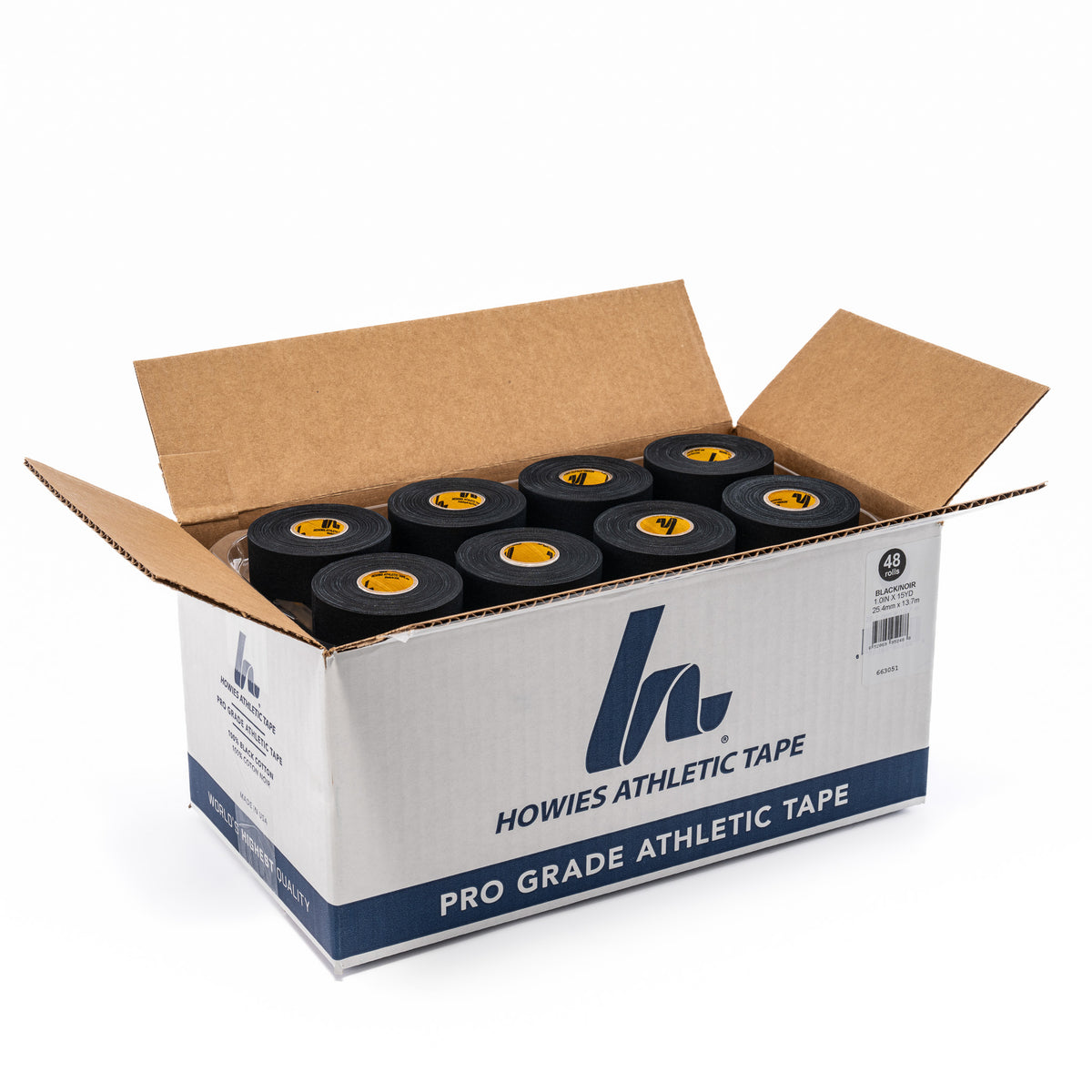 Black 1" x 15yd Athletic Tape Howies Athletic Tape 12pk