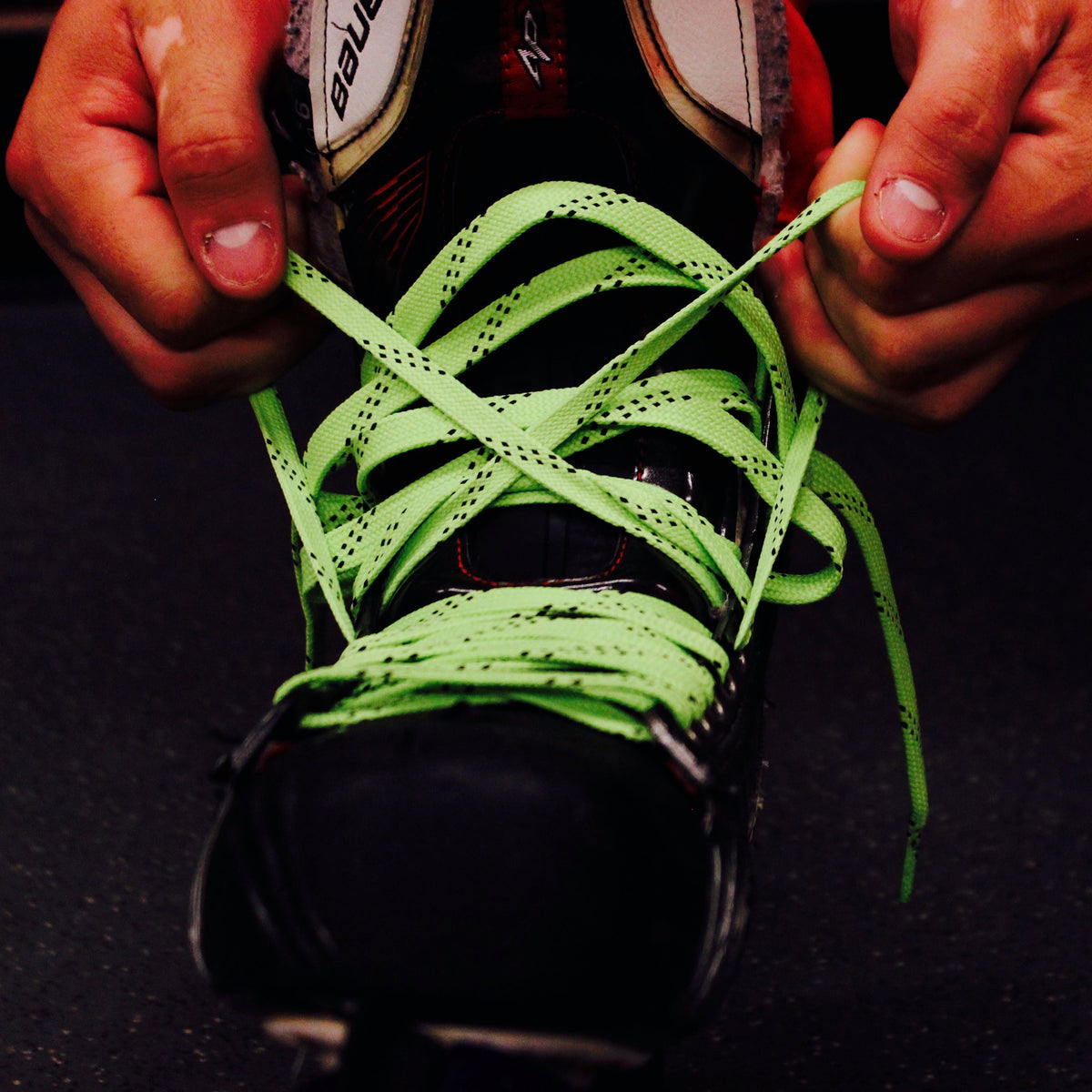 Howies Neon Green Cloth Hockey Skate Laces Cloth Laces Howies Hockey Tape