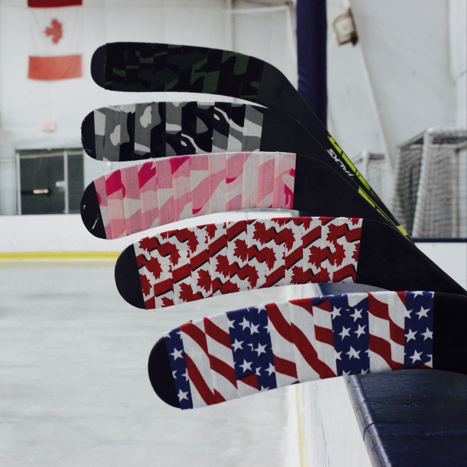 Patterened Hockey tape on a blade 