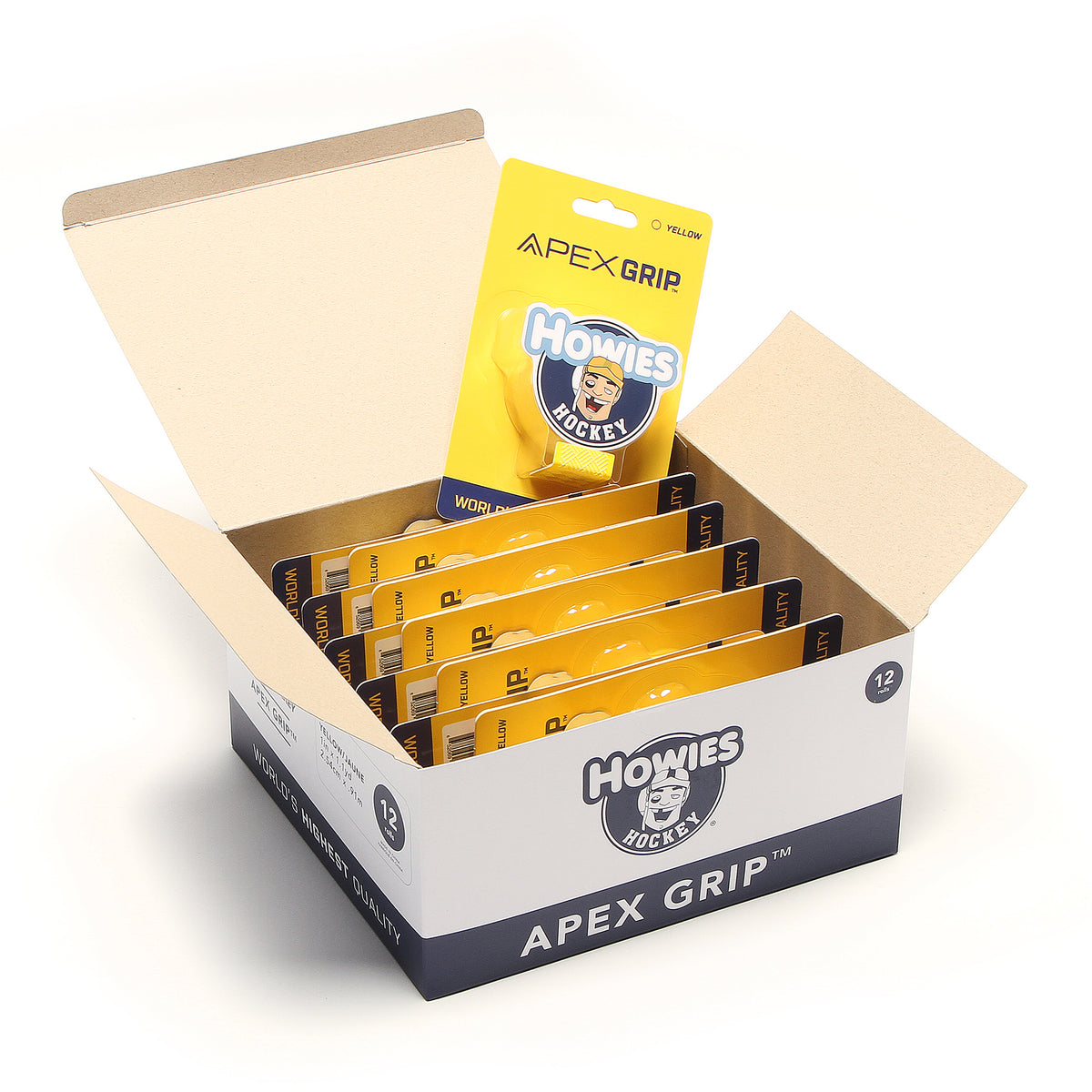 Howies Yellow APEX Grip Tape Apex Grip Howies Hockey Tape 12pk