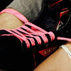 Pink laces in skates 