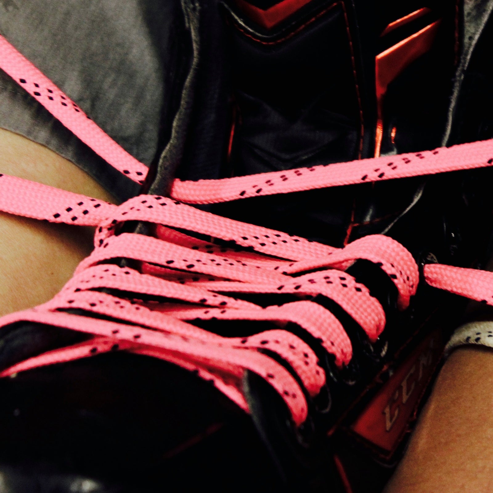 Howies Hot Pink Waxed Hockey Skate Laces Waxed Laces Howies Hockey Tape