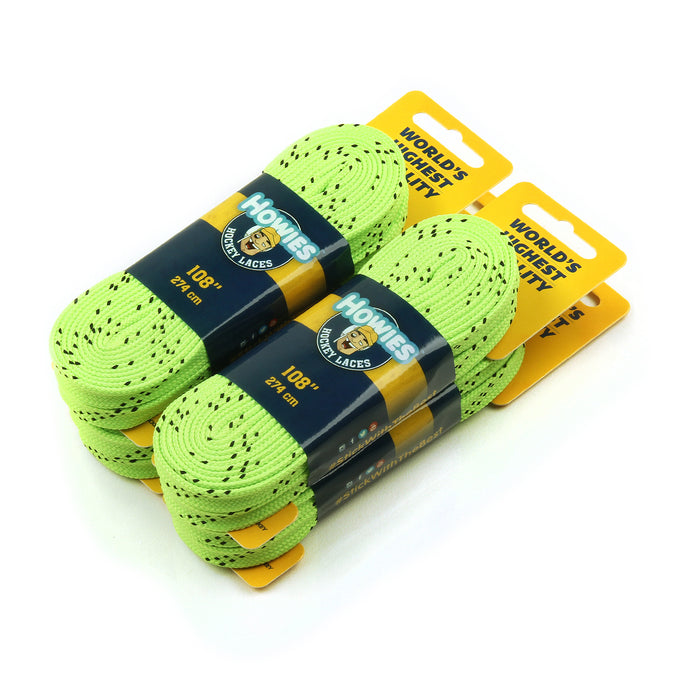 Howies Neon Green Cloth Hockey Skate Laces Cloth Laces Howies Hockey Tape 4pk 72" 