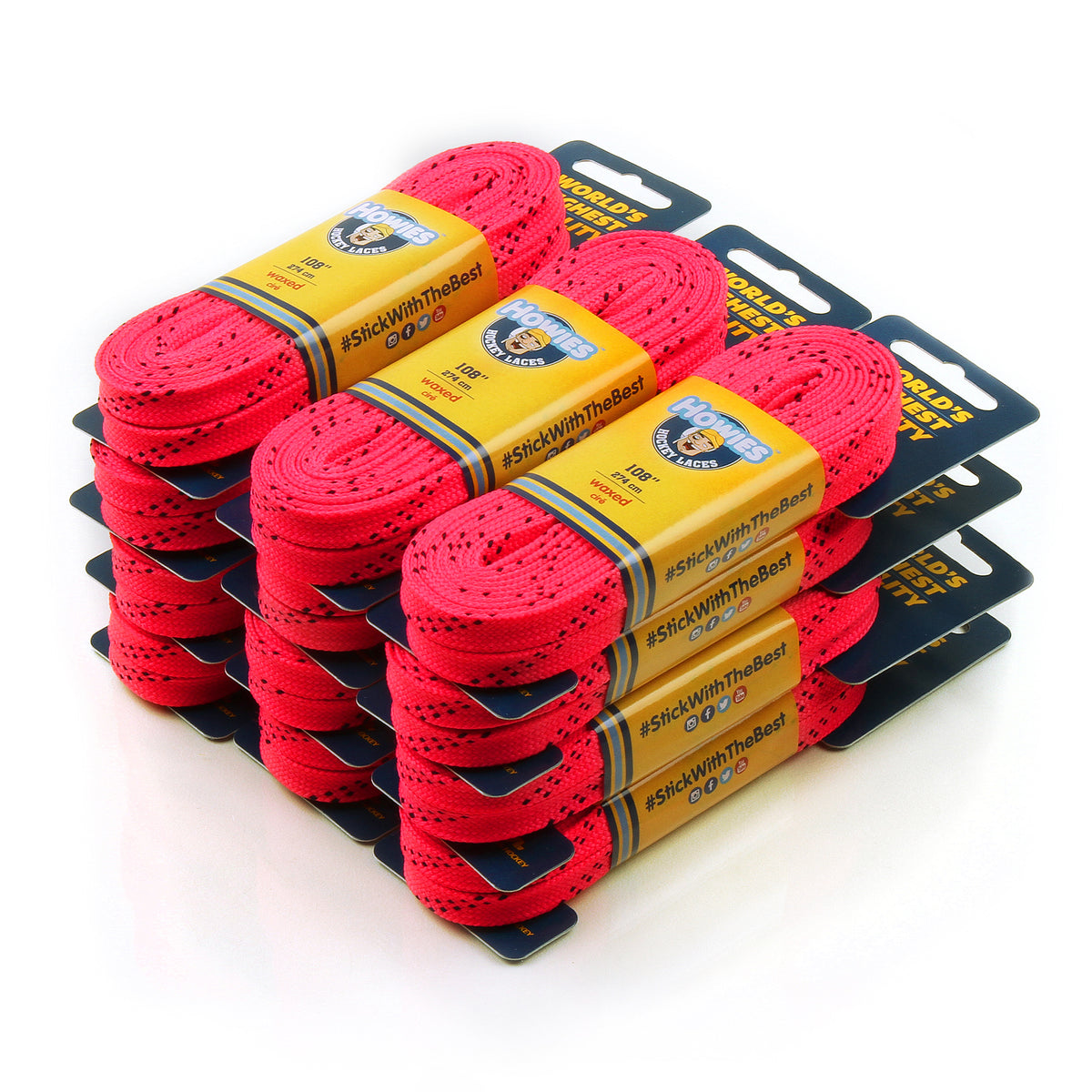 Howies Hot Pink Waxed Hockey Skate Laces Waxed Laces Howies Hockey Tape 12pk 72" 