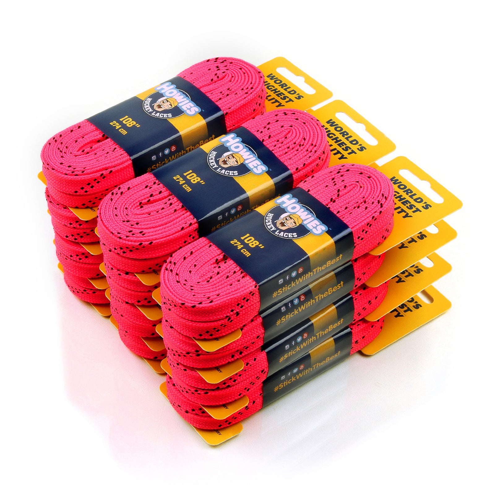 Howies Hot Pink Cloth Hockey Skate Laces Cloth Laces Howies Hockey Tape 12pk 72" 