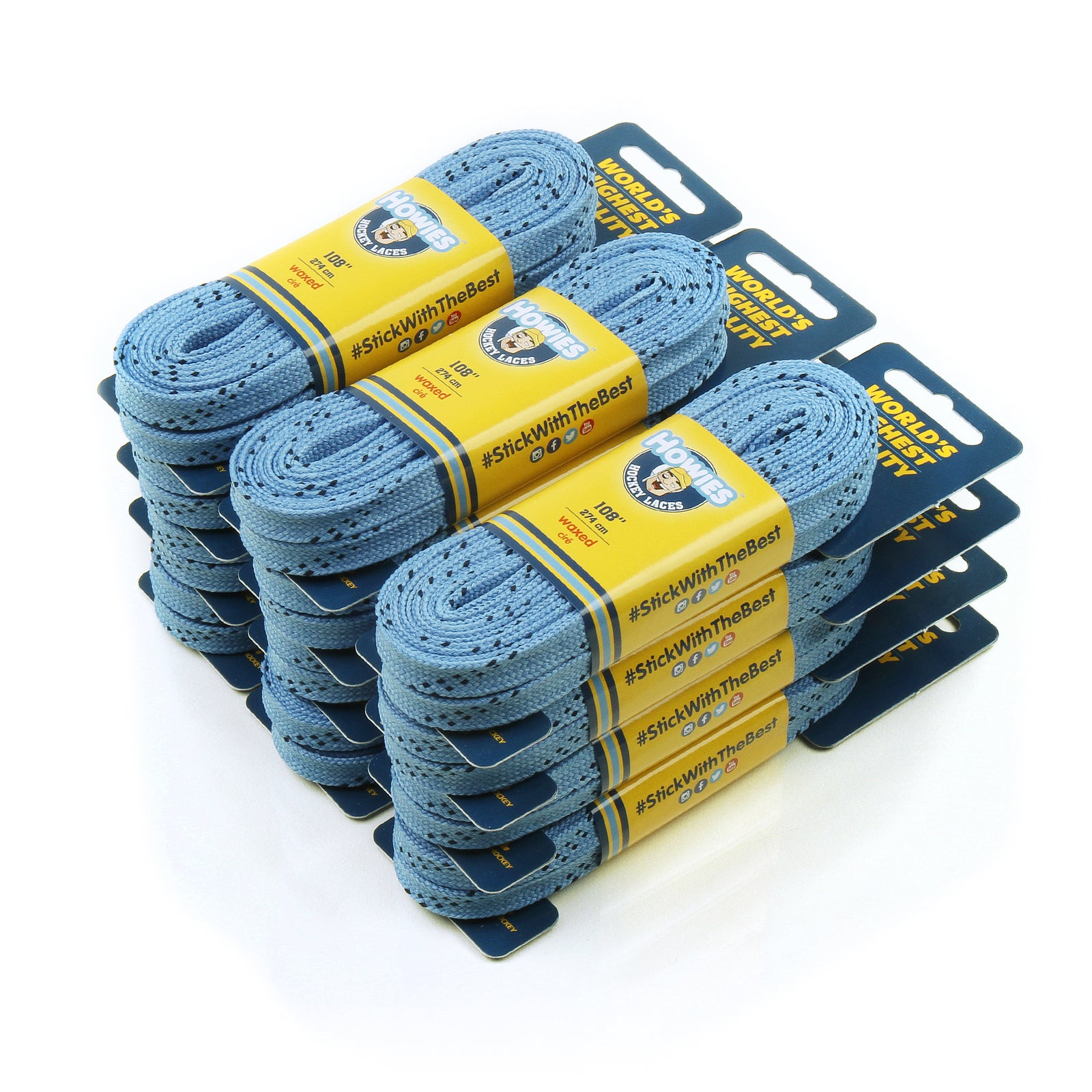 Howies Sky Blue Waxed Hockey Skate Laces Waxed Laces Howies Hockey Tape 12pk 72" 