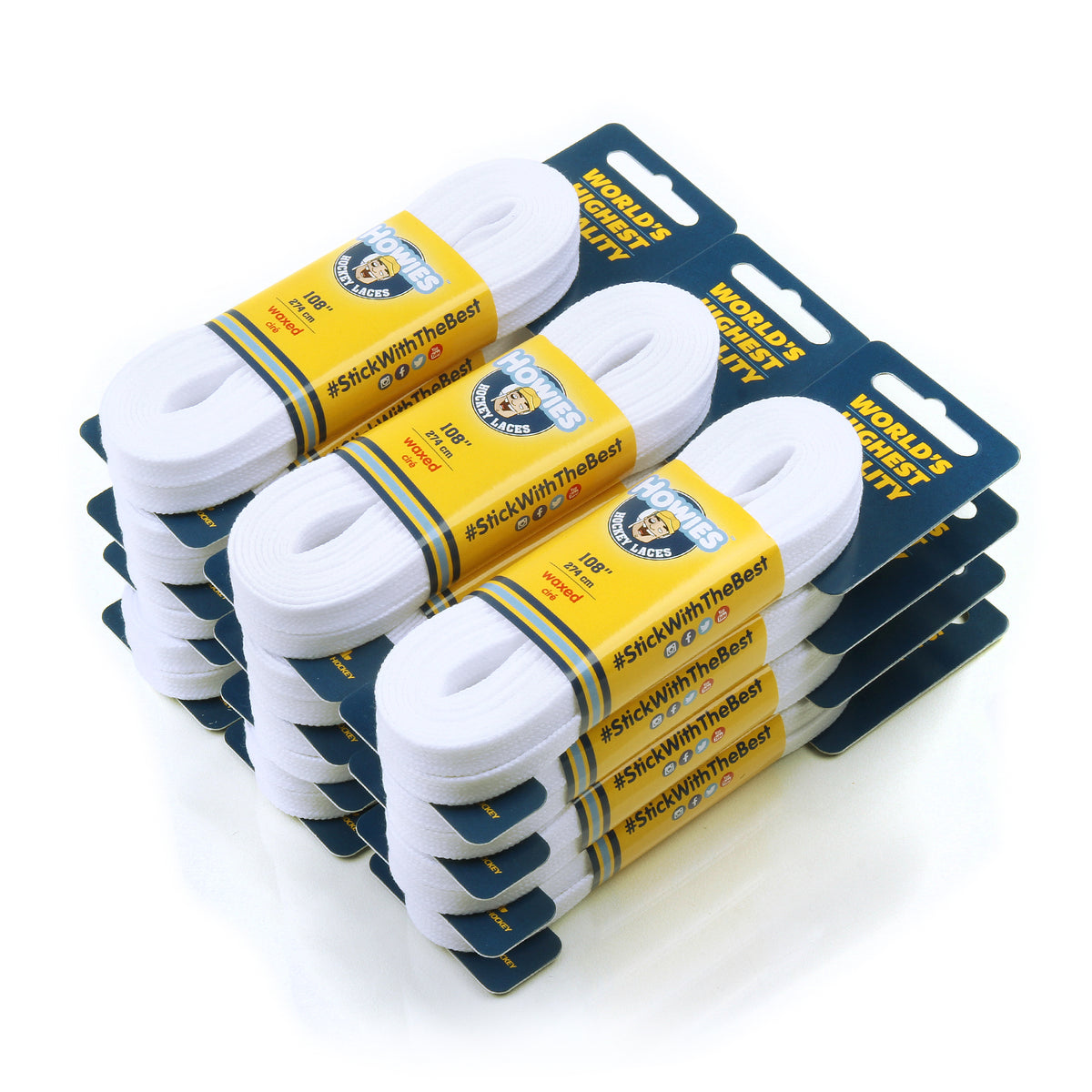 Howies White Waxed Referee Skate Laces Referee Laces Howies Hockey Tape 12pk 96" 