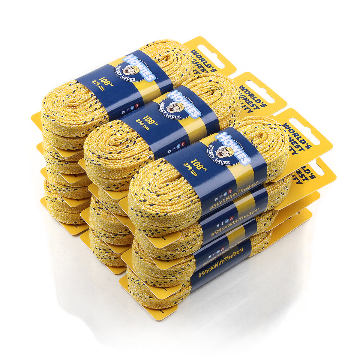 Howies Yellow Cloth Hockey Skate Laces Cloth Laces Howies Hockey Tape 12pk 72" 