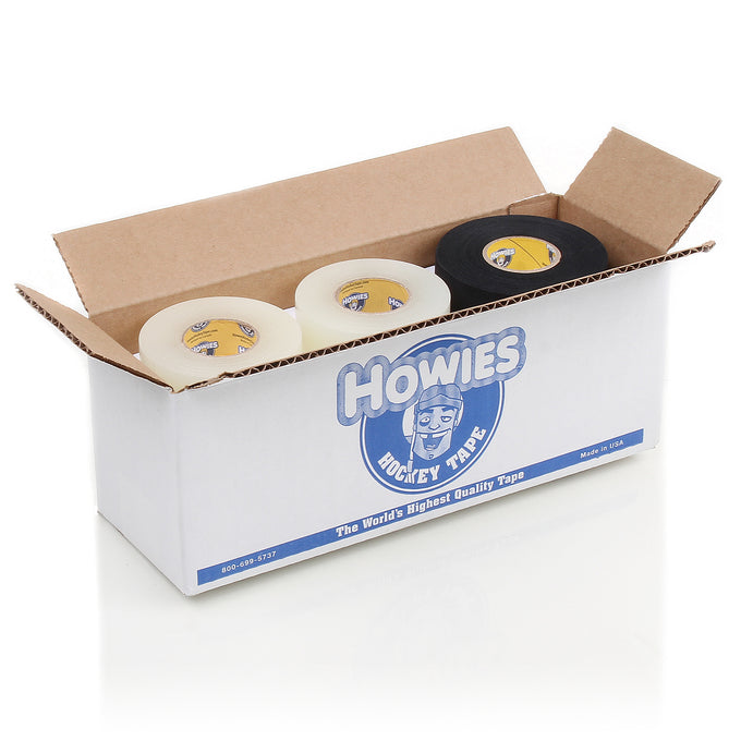 Howies Hockey Tape - 4 Black Cloth & 8 Clear Shin Pad Mixed Tape Cases Howies Hockey Tape   